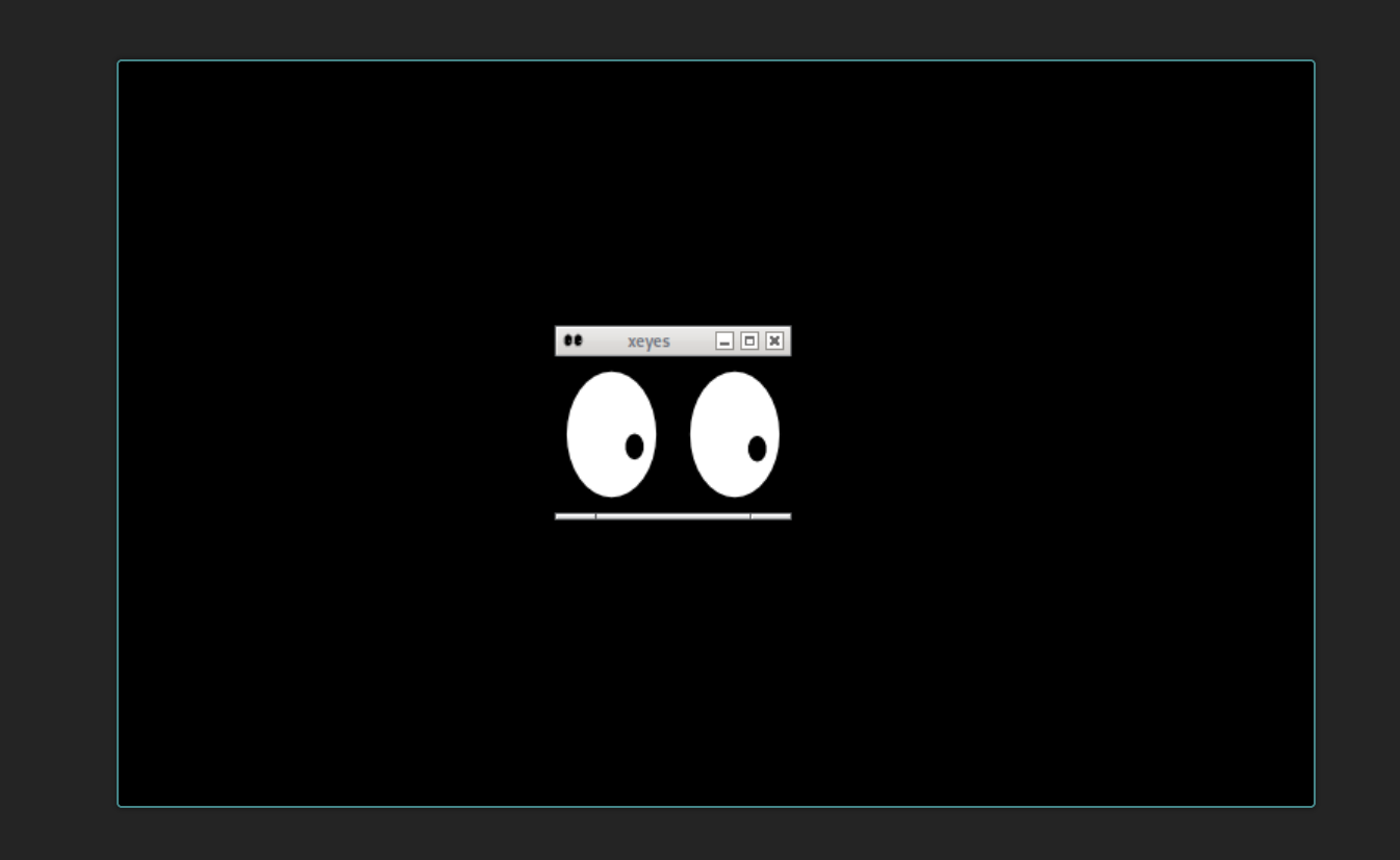 a wayland window where inside there is an xeyes application in an openbox window